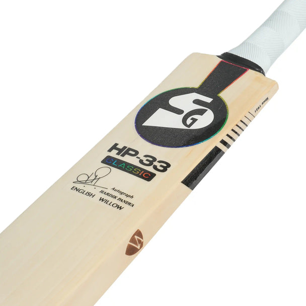 SG HP 33 Classic English Willow Cricket Bat, angled view