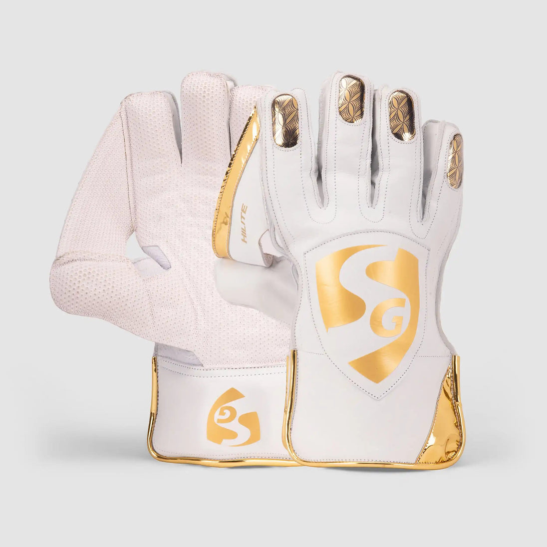 SG Hilite White Wicket Keeping Gloves, side angle