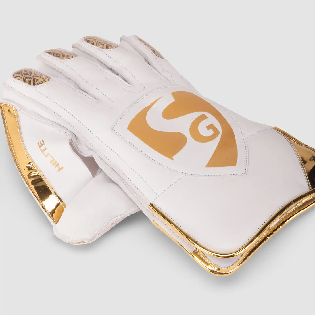 SG Hilite White Wicket Keeping Gloves, cuff detail