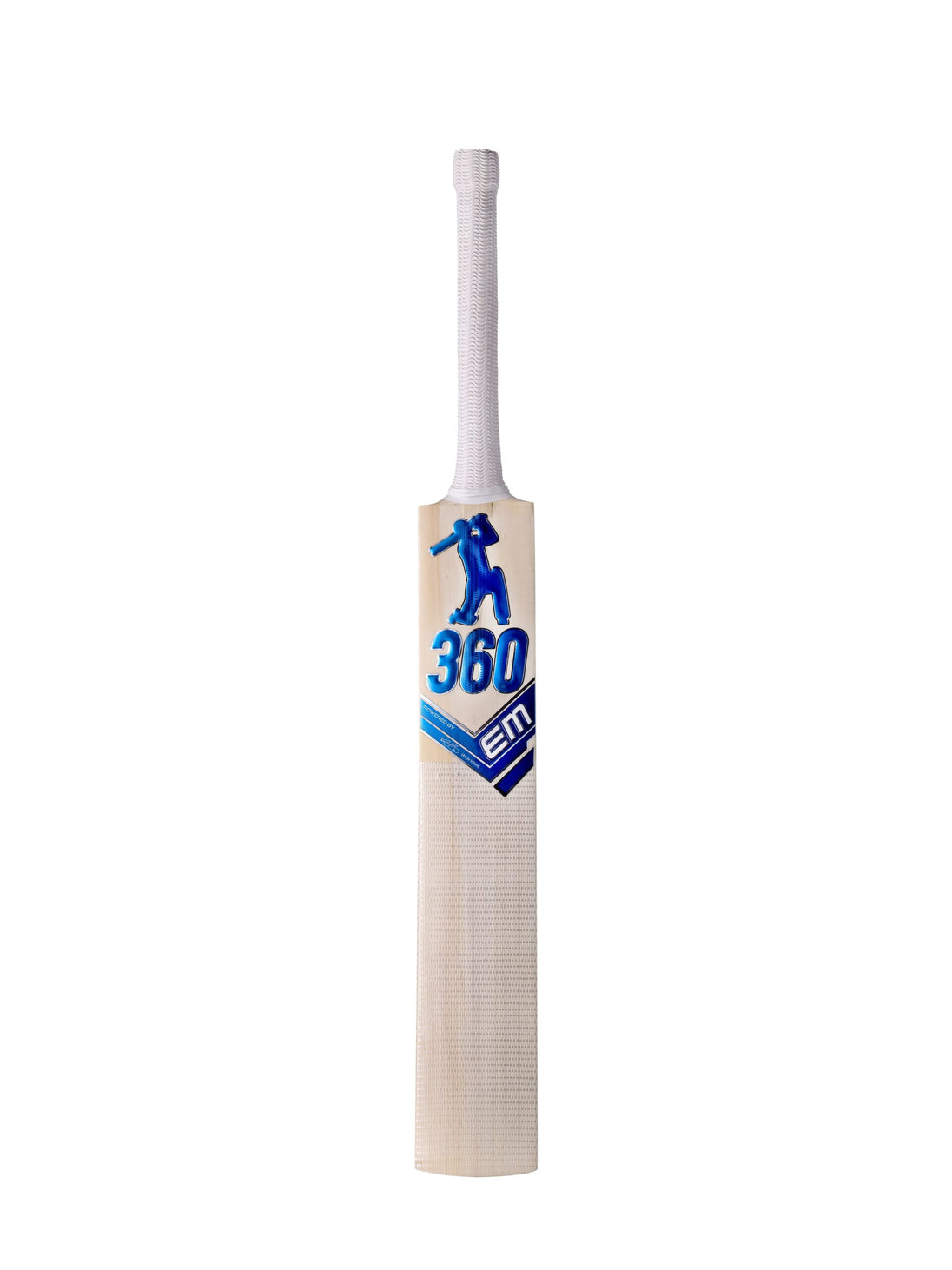 EM 360 Legacy Kashmir Willow Cricket Bat, handle close-up