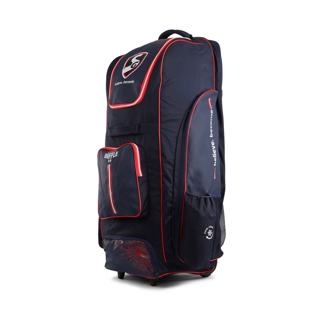 SG RP Wheelie Duffle Kit Bag, side view with wheels
